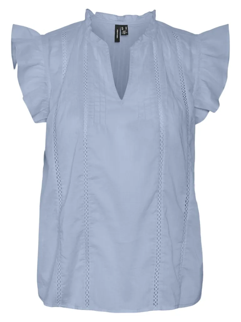 VMMAY S/L LACE TOP WVN SB6 GA cashmere blue