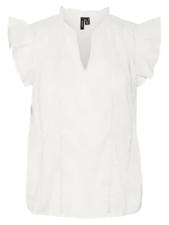 VMMAY S/L LACE TOP WVN SB6 GA snow white