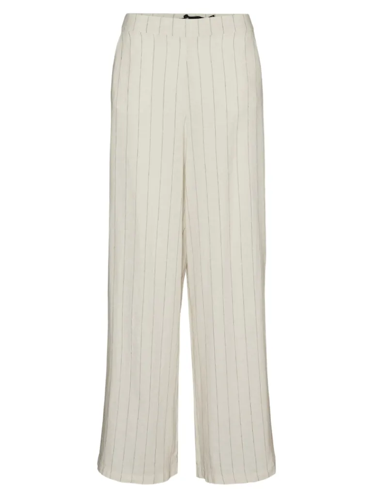 VMMINDY MW WIDE PINSTRIPE LINEN PANT oatmeal