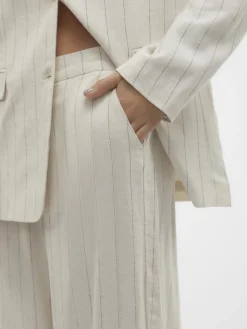 VMMINDY MW WIDE PINSTRIPE LINEN PANT oatmeal