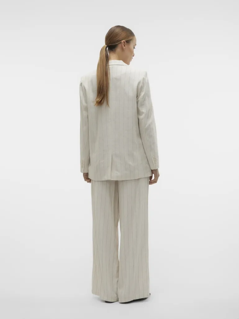 VMMINDY MW WIDE PINSTRIPE LINEN PANT oatmeal