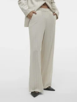 VMMINDY MW WIDE PINSTRIPE LINEN PANT oatmeal