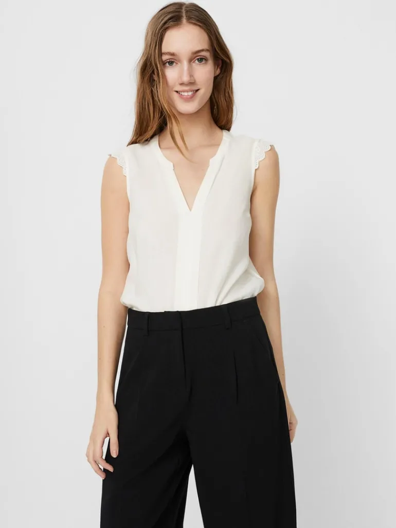 VMNADS S/L LACE TOP GA COLOR snow white
