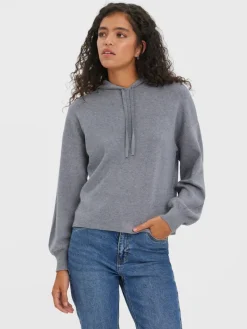 VMNANCY LS HOOD BLOUSE GA medium grey melange