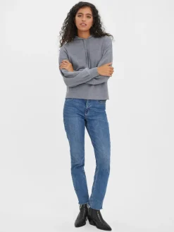 VMNANCY LS HOOD BLOUSE GA medium grey melange
