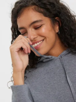 VMNANCY LS HOOD BLOUSE GA medium grey melange