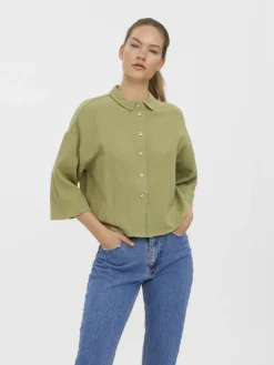 VMNATALI 3/4 CROP SHIRT WVN sage