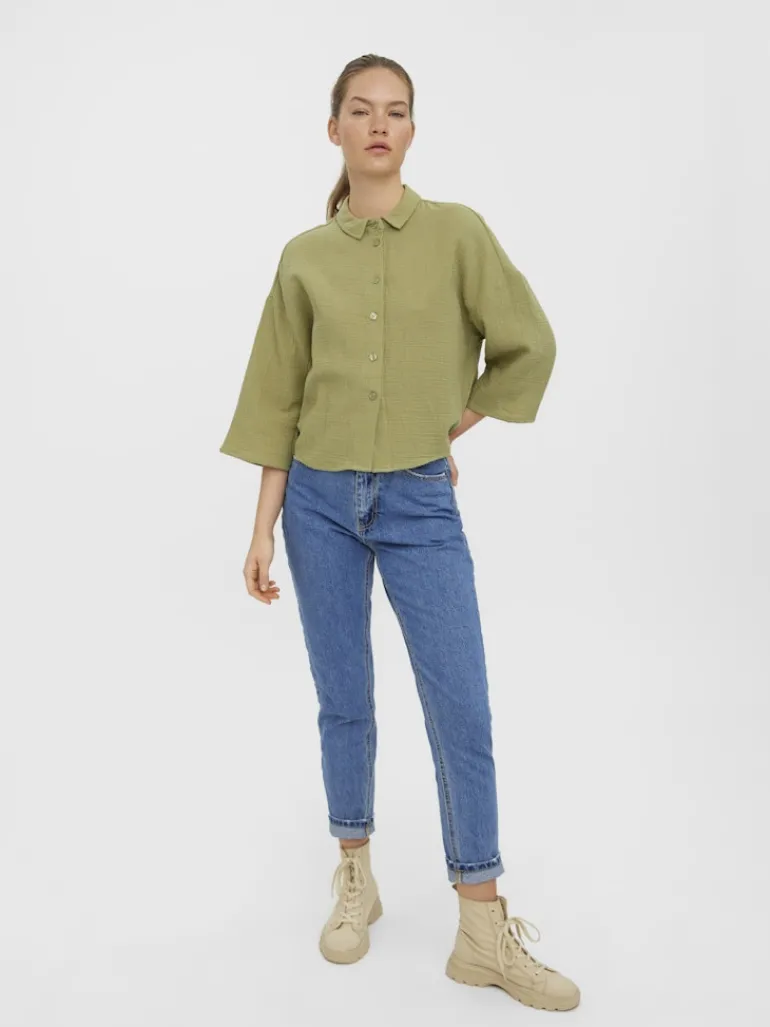VMNATALI 3/4 CROP SHIRT WVN sage