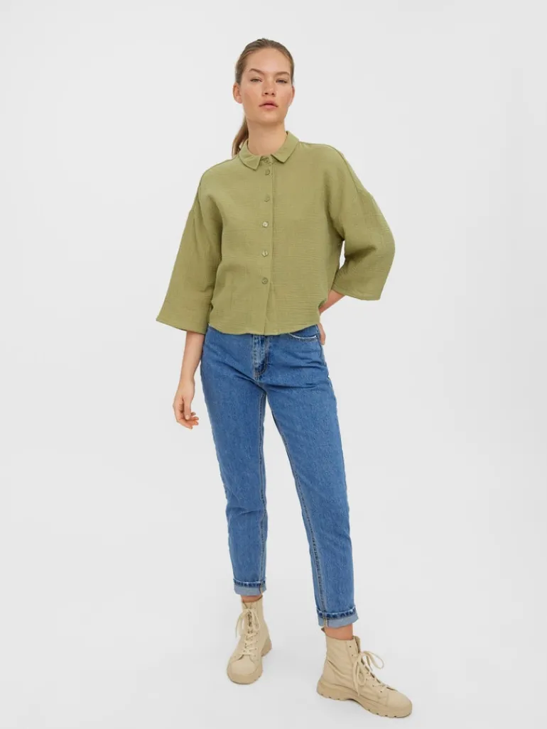 VMNATALI 3/4 CROP SHIRT WVN sage