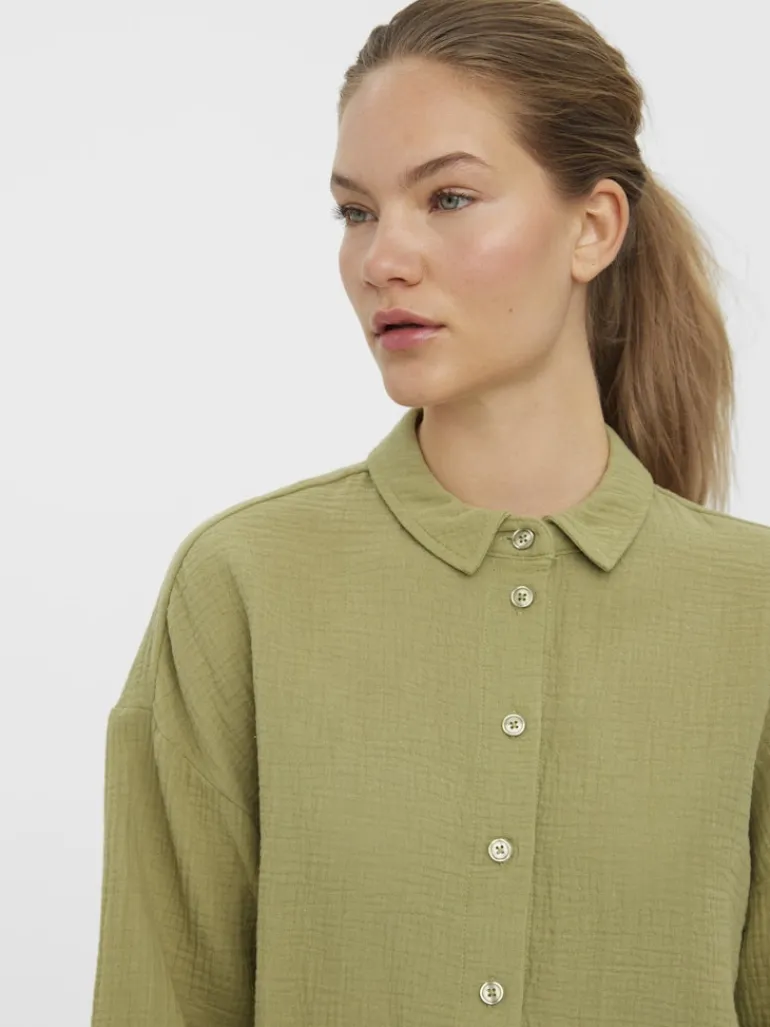 VMNATALI 3/4 CROP SHIRT WVN sage