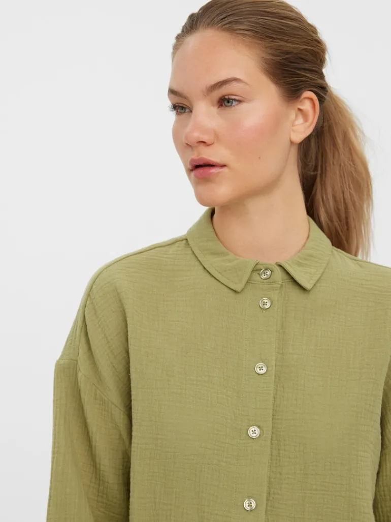VMNATALI 3/4 CROP SHIRT WVN sage