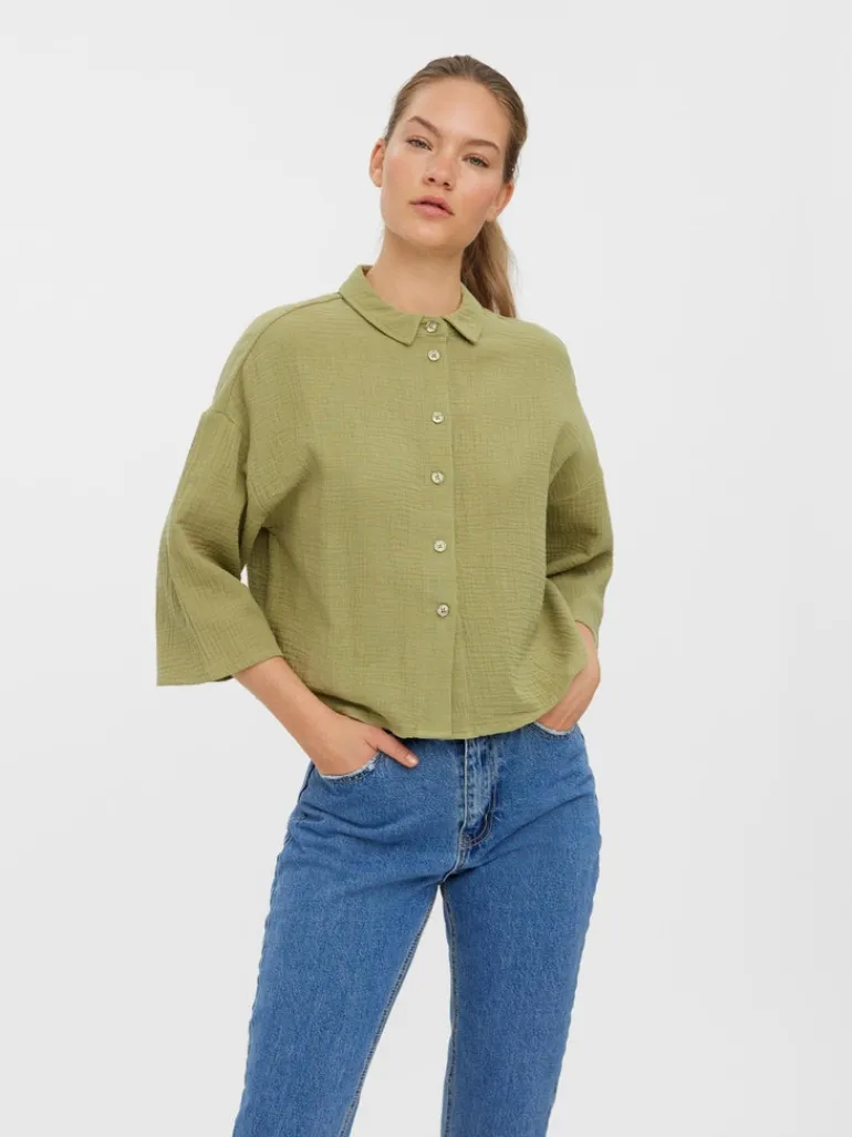 VMNATALI 3/4 CROP SHIRT WVN sage