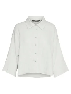 VMNATALI 3/4 CROP SHIRT WVN snow white