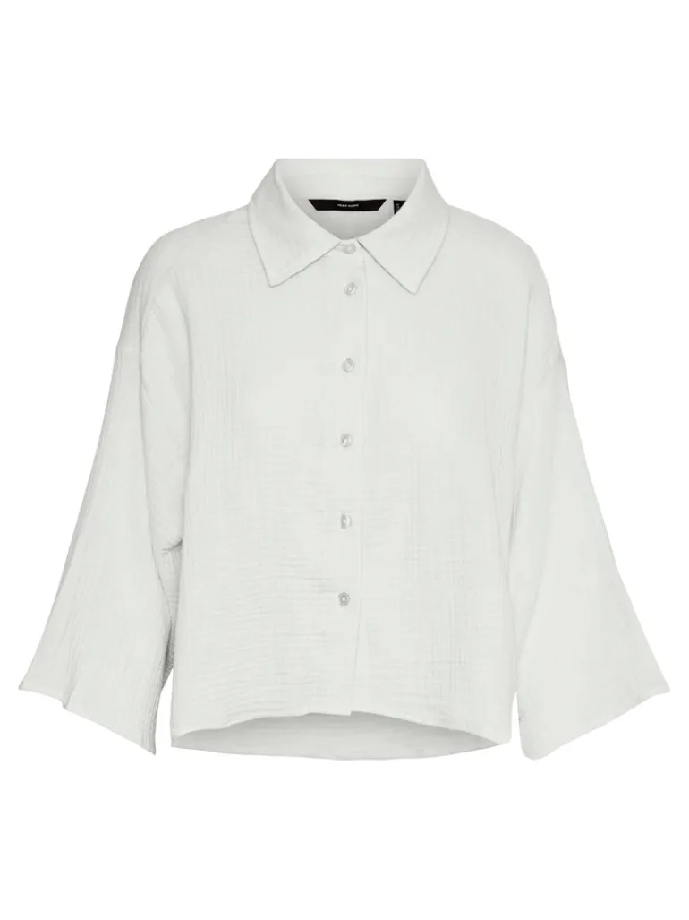 VMNATALI 3/4 CROP SHIRT WVN snow white
