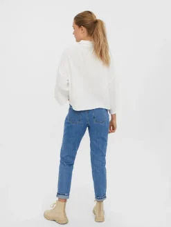 VMNATALI 3/4 CROP SHIRT WVN snow white