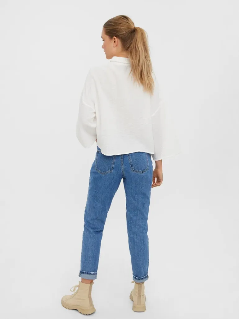 VMNATALI 3/4 CROP SHIRT WVN snow white