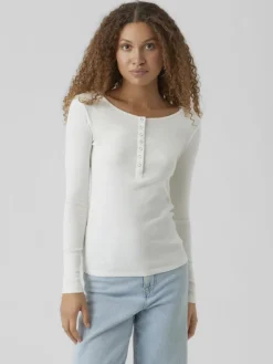 VMNATASHA LS PLACKET TOP NOOS snow white