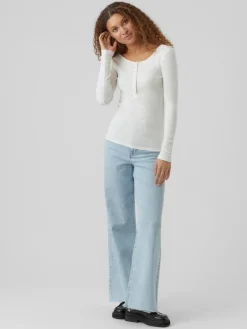VMNATASHA LS PLACKET TOP NOOS snow white