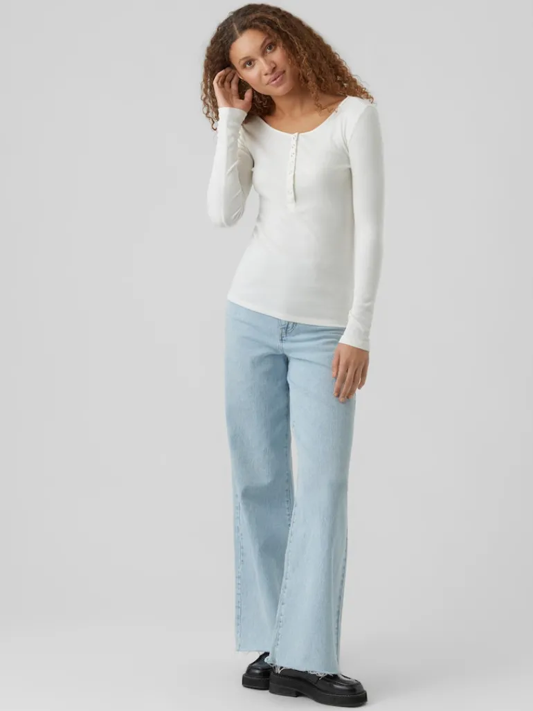 VMNATASHA LS PLACKET TOP NOOS snow white