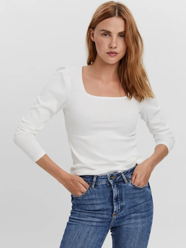 VMNATASHA LS PUFF SQUARE NECK TOP NOOS bright white