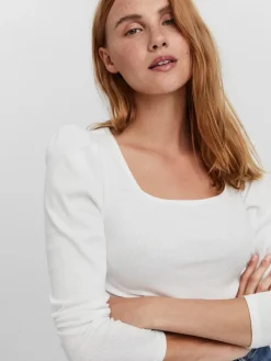 VMNATASHA LS PUFF SQUARE NECK TOP NOOS bright white