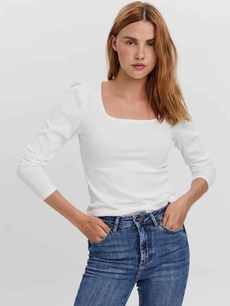 VMNATASHA LS PUFF SQUARE NECK TOP NOOS bright white