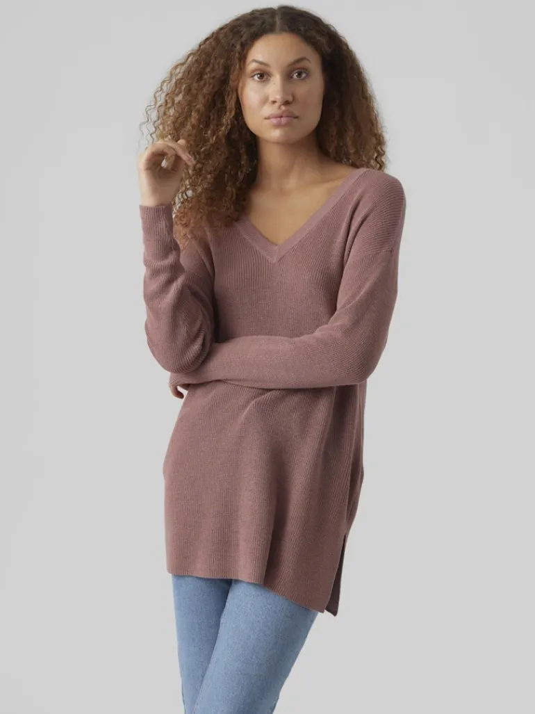 VMNEWLEXSUN LS LONG V-NECK PULLOVER nostalgia rose