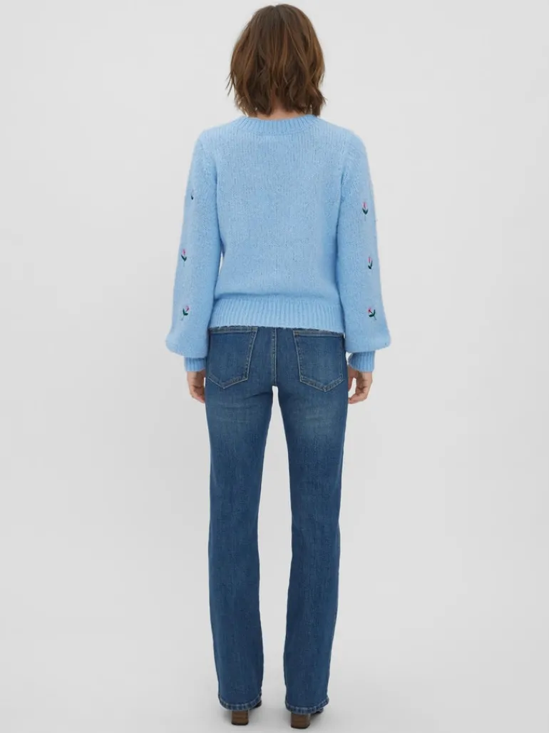 VMNEWWINE LS O-NECK EMB BLOUSE GA BOO blue bell