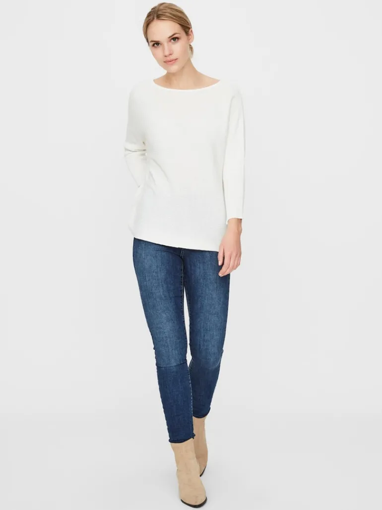 VMNORA 3/4 BOATNECK BLOUSE snow white