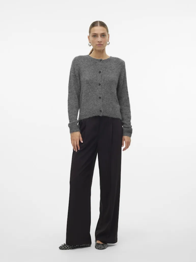 VMNOVAH LS O-NECK BUTTON CARDI GA NOOS medium grey melange