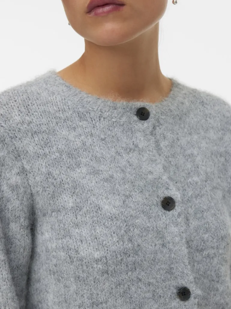 VMNOVAH LS O-NECK BUTTON CARDI GA NOOS medium grey melange