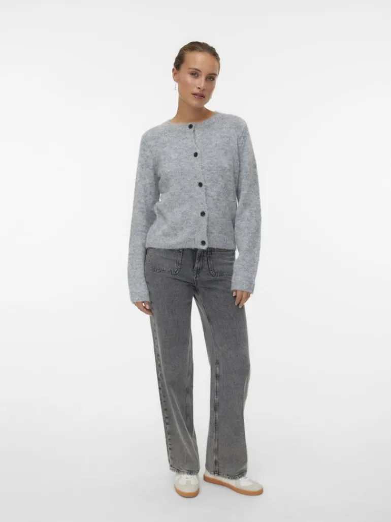 VMNOVAH LS O-NECK BUTTON CARDI GA NOOS medium grey melange