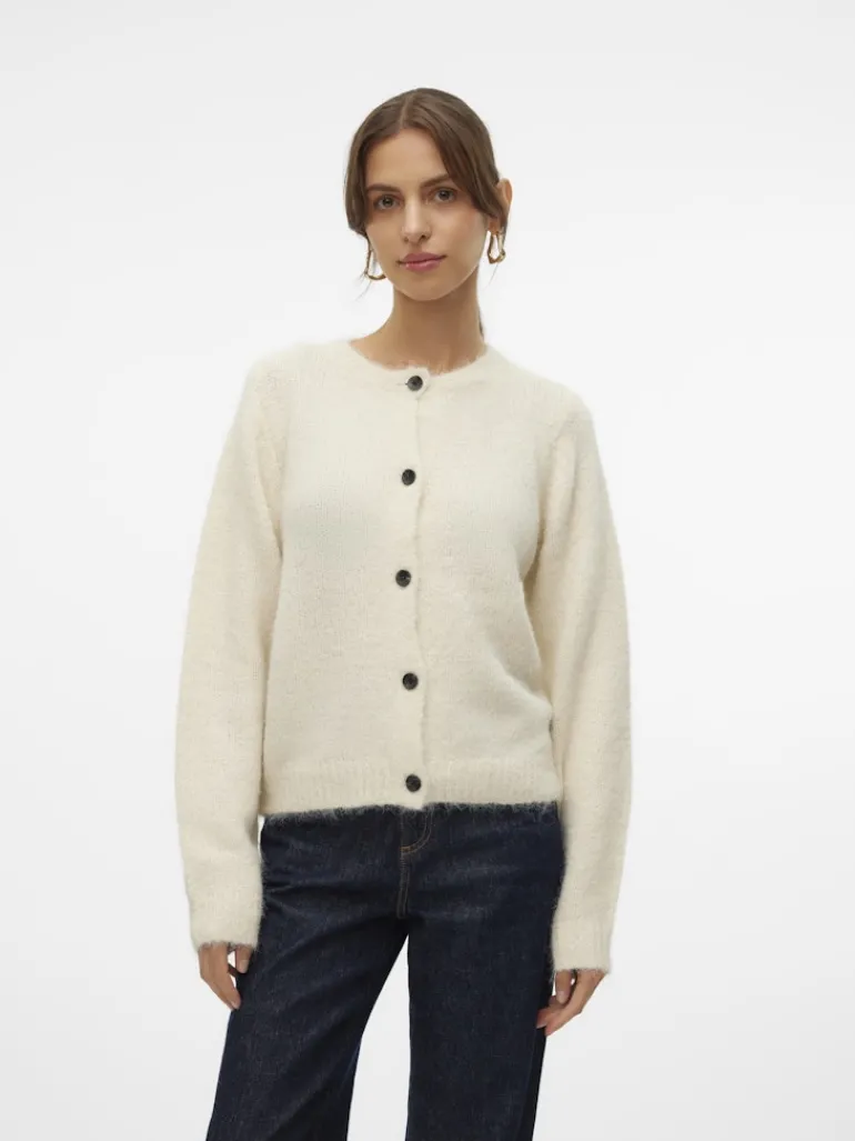 VMNOVAH LS O-NECK BUTTON CARDI GA NOOS birch