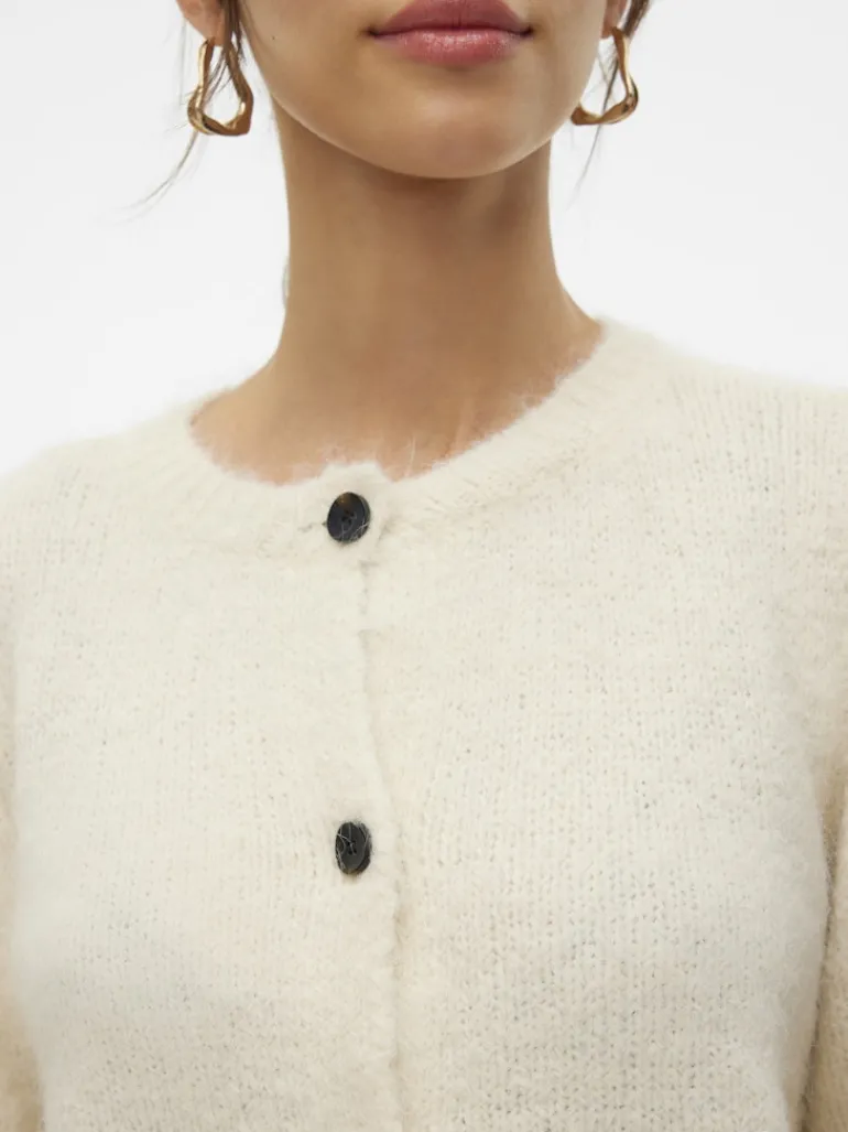 VMNOVAH LS O-NECK BUTTON CARDI GA NOOS birch