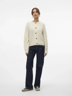 VMNOVAH LS O-NECK BUTTON CARDI GA NOOS birch
