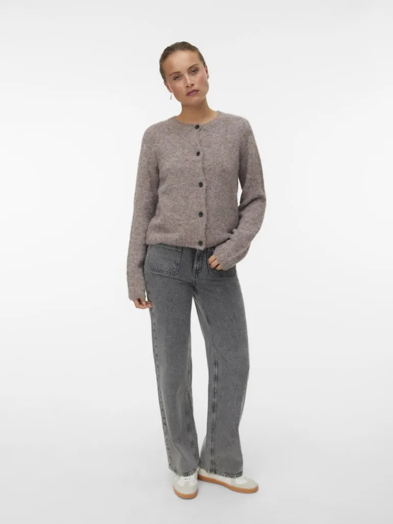 VMNOVAH LS O-NECK BUTTON CARDI GA NOOS brown lentil