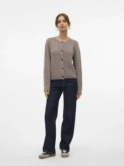 VMNOVAH LS O-NECK BUTTON CARDI GA NOOS brown lentil