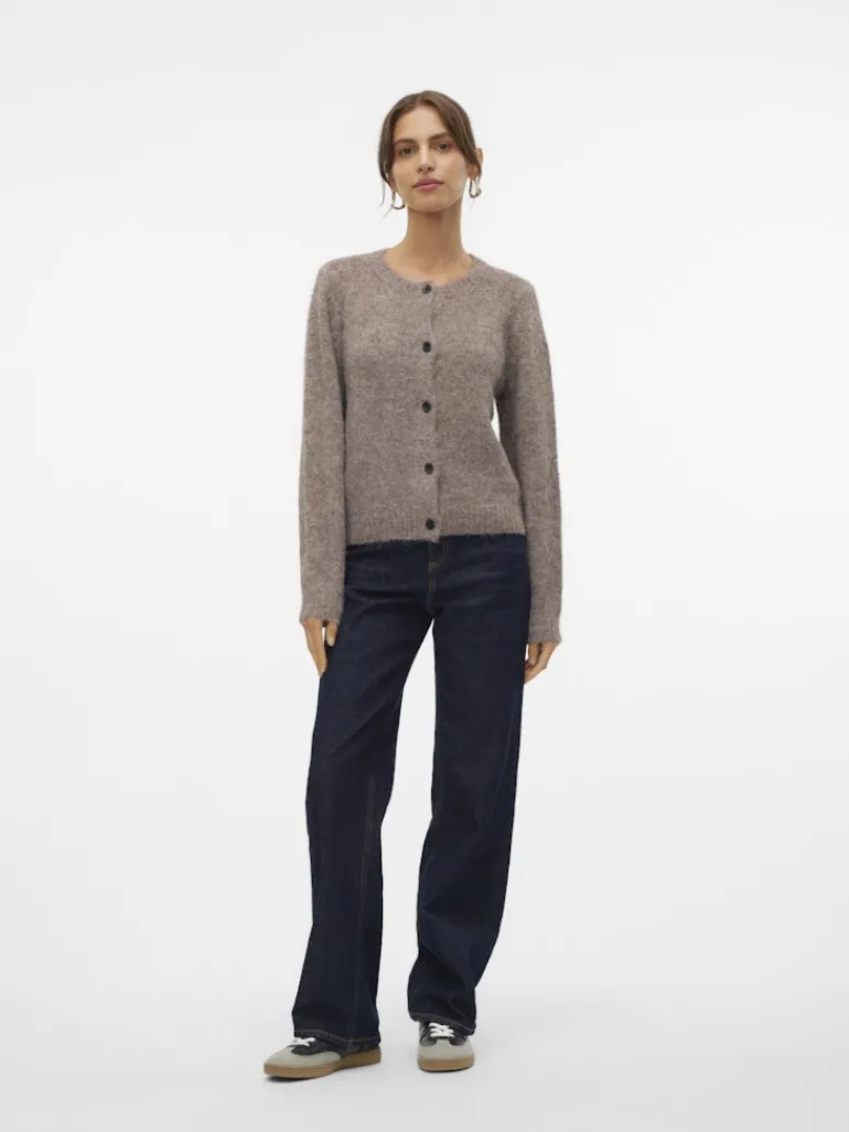 VMNOVAH LS O-NECK BUTTON CARDI GA NOOS brown lentil