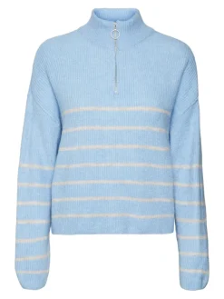 VMOLINA LS HIGHNECK ZIPPER BLOUSE NOOS blue bell