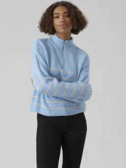 VMOLINA LS HIGHNECK ZIPPER BLOUSE NOOS blue bell