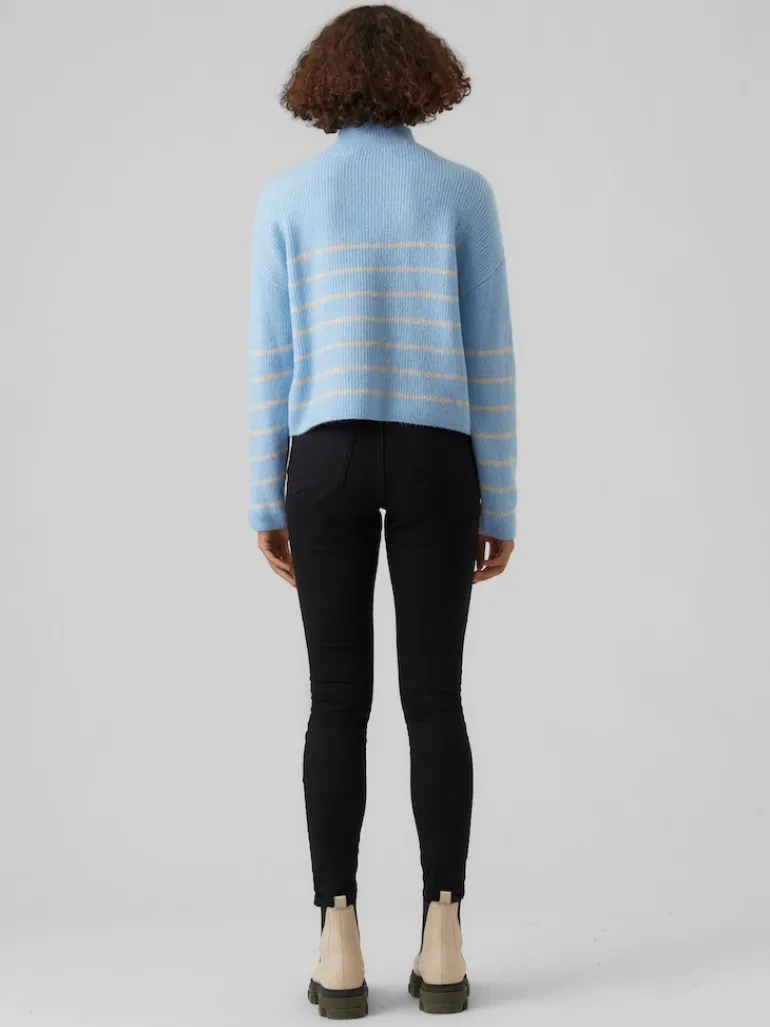 VMOLINA LS HIGHNECK ZIPPER BLOUSE NOOS blue bell
