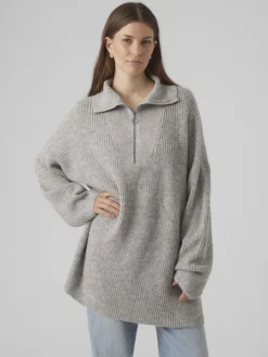 VMPERNILLA LS HIGHNECK ZIPPER PULL GA light grey melange