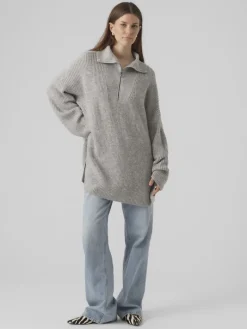 VMPERNILLA LS HIGHNECK ZIPPER PULL GA light grey melange