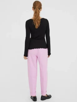 VMPOLLY L/S RIB BALLOON SLEEVE TOP VIP black
