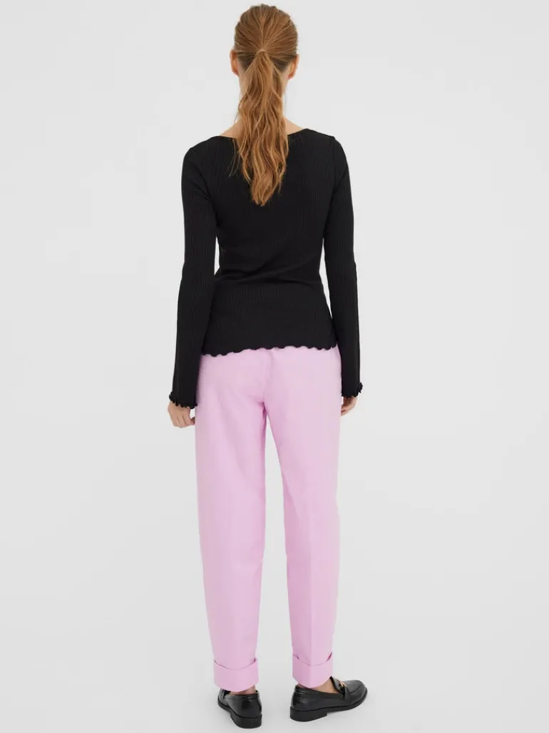 VMPOLLY L/S RIB BALLOON SLEEVE TOP VIP black