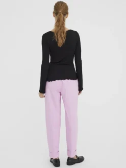 VMPOLLY L/S RIB BALLOON SLEEVE TOP VIP black