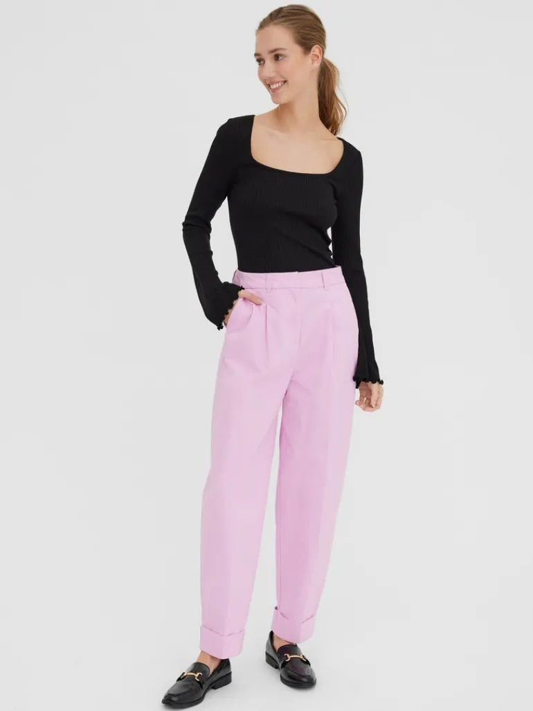 VMPOLLY L/S RIB BALLOON SLEEVE TOP VIP black