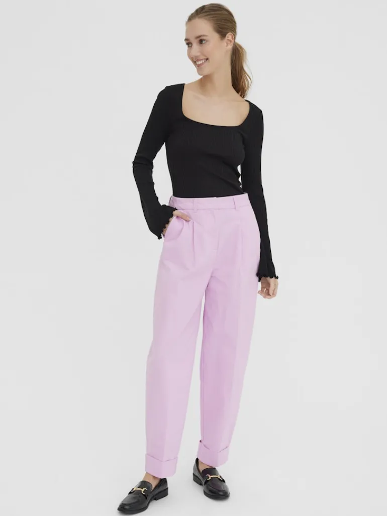 VMPOLLY L/S RIB BALLOON SLEEVE TOP VIP black