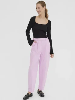 VMPOLLY L/S RIB BALLOON SLEEVE TOP VIP black