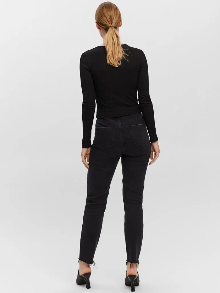 VMPOLLY L/S RIB ROUCHING TOP SB5 black
